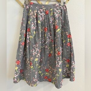 A. Calin By Flying Tomato Striped Floral A Line Skirt Small Black White